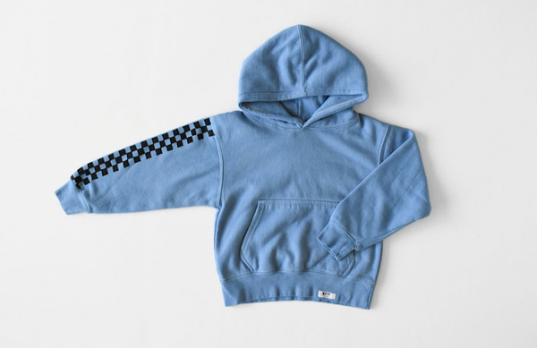 Hoodie with 2024 checkered sleeves