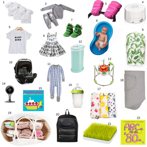 Pictures from baby shower gift guide by Worthy Threads, unique toddler clothing brand 