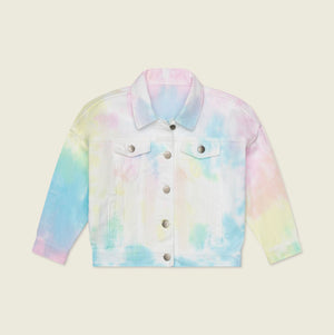 Kids denim jacket in pastel multi tie dye