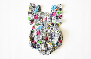 Bubble romper in Bug Invasion!  Unique baby clothes by Worthy Threads