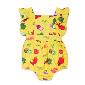 Baby bubble romper in summery vegetable print