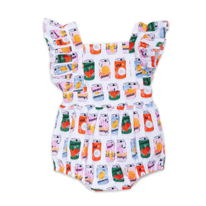 Baby bubble romper in retro soda print