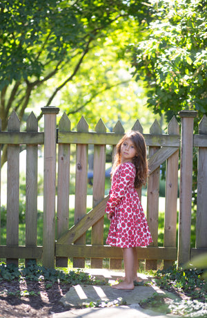 Toddler in Tomato print long sleeved dress