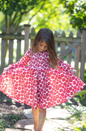 Girls ruched dress modeled by toddler