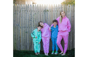 Mom and kids in matching loungewear sets