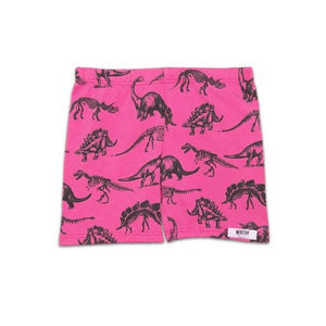 Girls biker shorts in hot pink dinosaur print