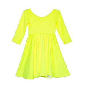 Girls twirly dress in neon yellow