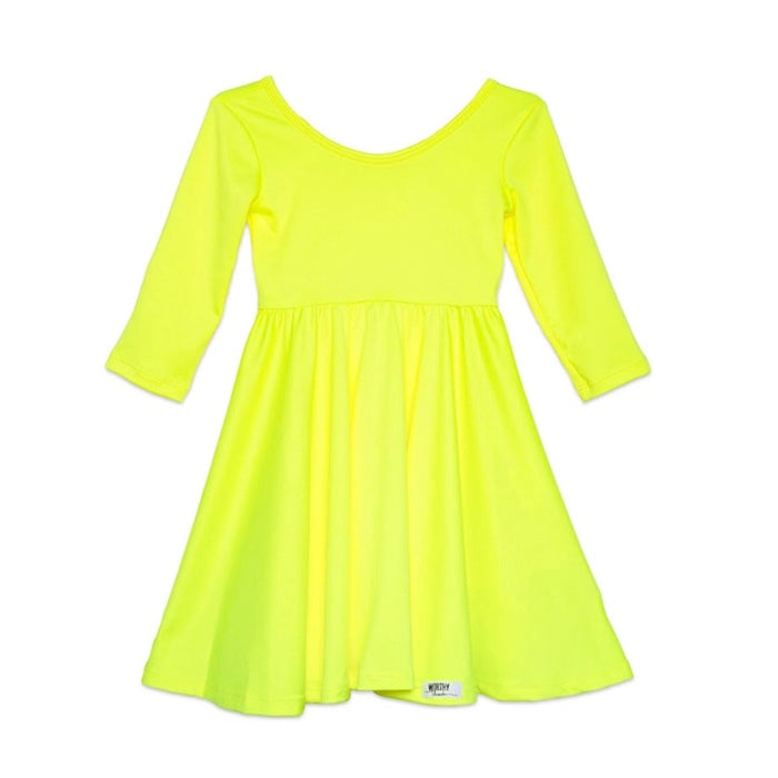 Girls twirly dress in neon yellow