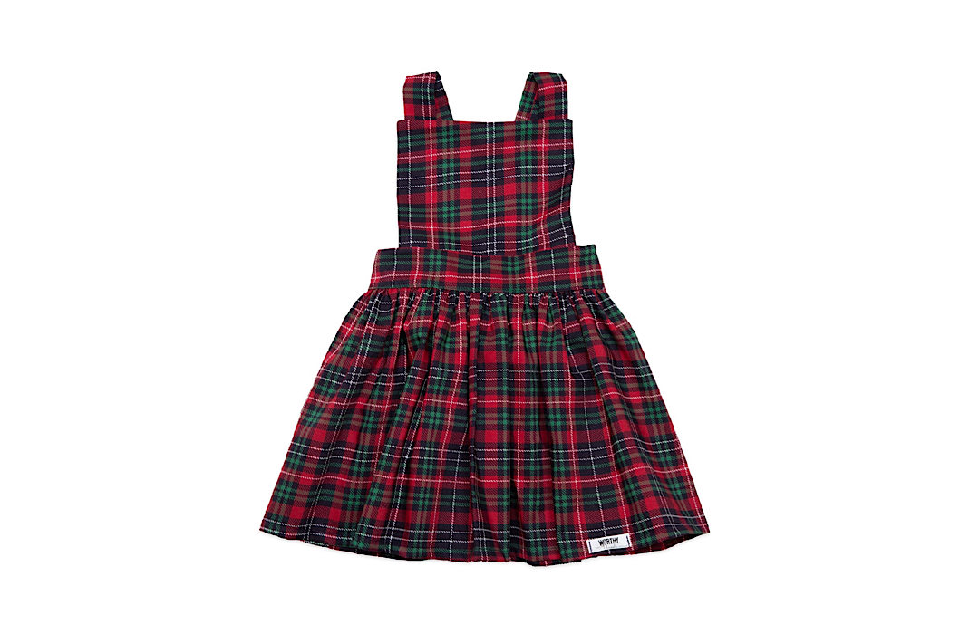 Baby christmas pinafore dress in plaid