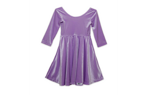 Girls twirly dress in lavender stretch velvet
