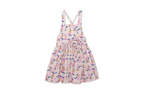 Girls tie back twirly dress in hipster mermaid print, back view