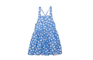 Girls tie back twirly dress in blue ducks print
