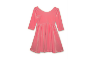 Girls twirly dress in pink candy stretch velvet