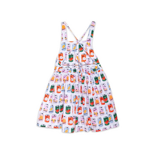 Girls tie back sundress in retro soda can print, back view