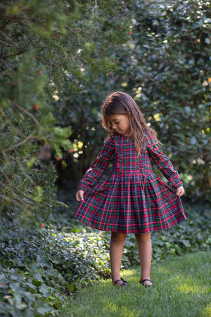 Long Sleeve Ruffle Dress in Plaid