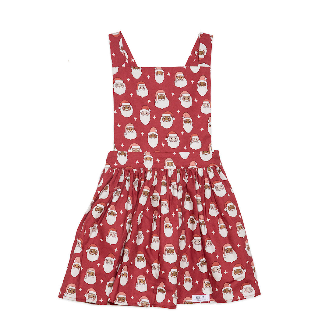 Pinafore Dress in Santas - Worthy Threads Pinafore Dress in Santas - Worthy Threads