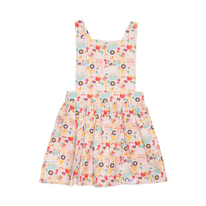 Girls pink birthday dress, pinafore style