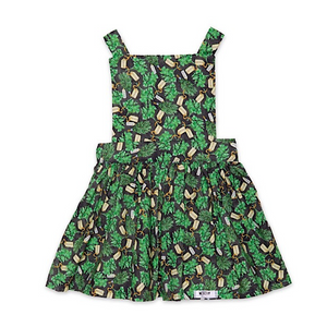 Girls pinafore dress in funky herbs print, apron dress