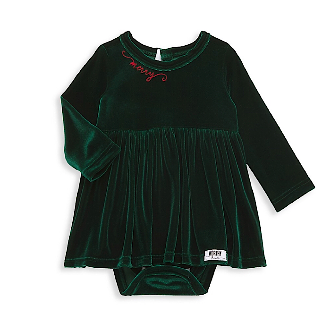Holiday Bubble Romper in Emerald Velvet 12-18m Holiday Bubble Romper in Emerald Velvet 12-18m