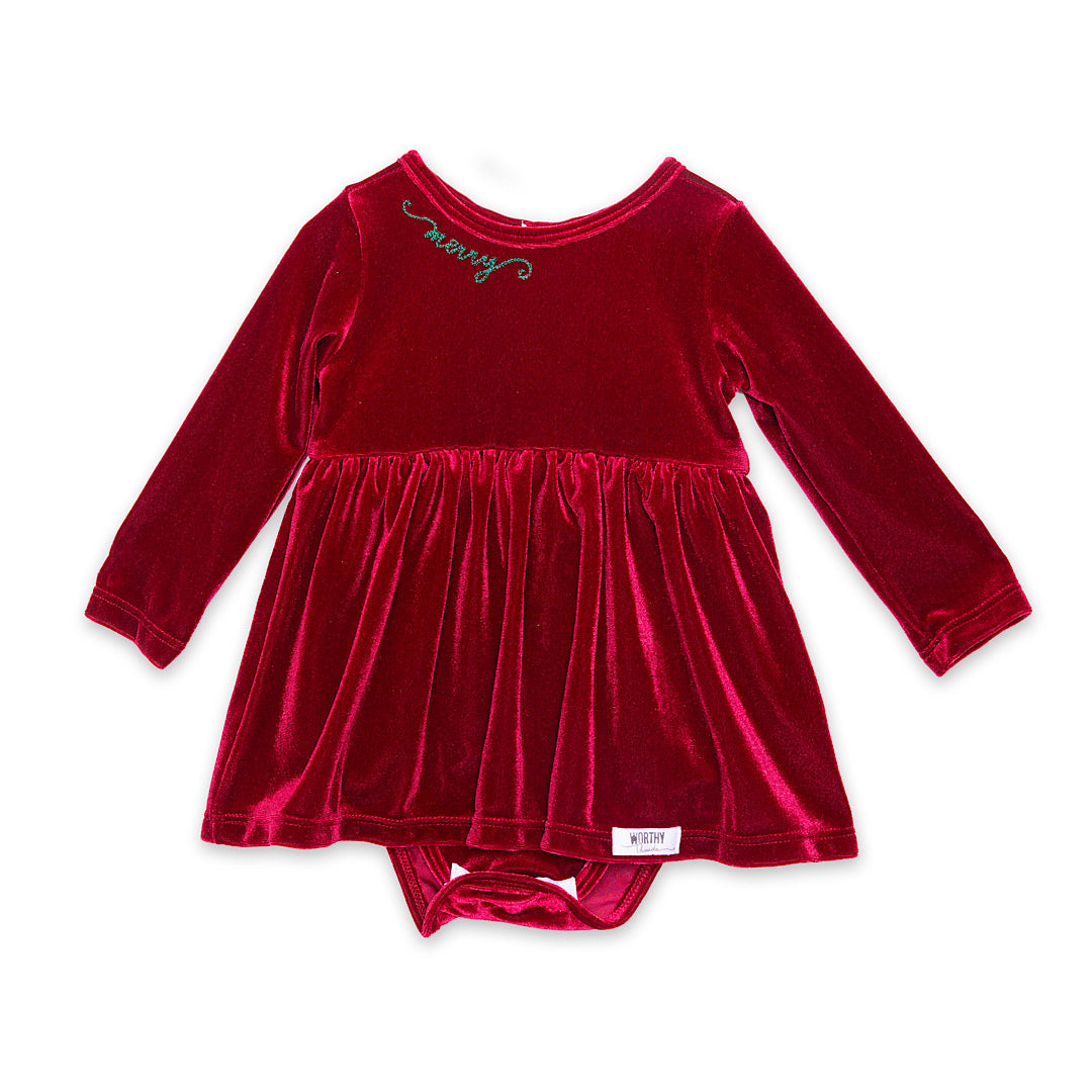Worthy Threads | Holiday Embroidered Velvet Bubble Romper in (Burgundy, Size 3-6M) | Maisonette | Made in USA Worthy Threads | Holiday Embroidered Velvet Bubble Romper in (Burgundy, Size 3-6M) | Maisonette | Made in USA