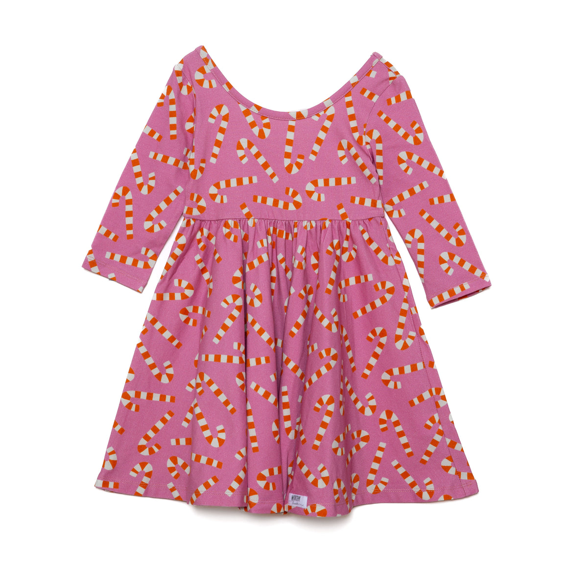 Christmas holiday twirly dress in pink candy canes print