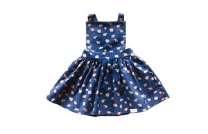 Girls pinafore dress in grizzly bears print