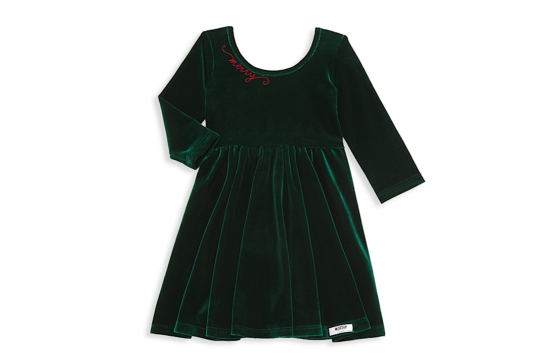 Worthy Threads Little Girl's & Girl's Merry Velvet Twirly Dress - Green - Size 4 Worthy Threads Little Girl's & Girl's Merry Velvet Twirly Dress - Green - Size 4