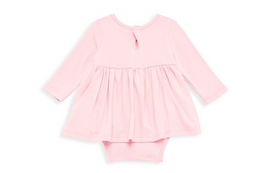 Back view of Easter baby bubble romper in pink