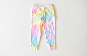 Kids tie dye joggers in pastel: tie dye sweatpants in pastel colors