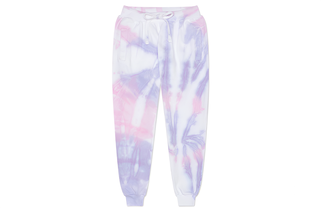 Adult tie dye joggers in Spun Sugar.  Pink and purple tie dye loungewear by worthy Threads clothing brand