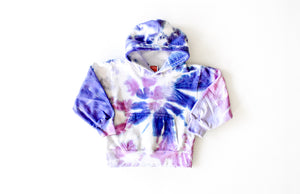 Kids tie dye hoodie in purple: add joggers for tie dye loungewear set 