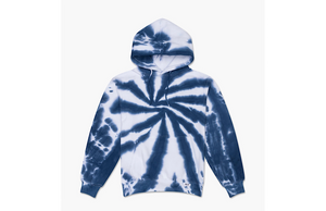 Adult tie dye hoodie in Sapphire.  Unique tie dye clothing by worthy threads clothing brand