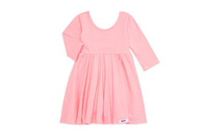Girls twirly dress in pink with hearts print
