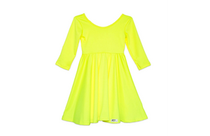Twirly dress in neon yellow