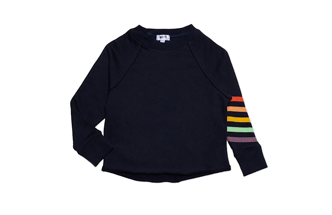 Kids Navy Cropped Sweatshirt with Rainbow Stripes Worthy Threads