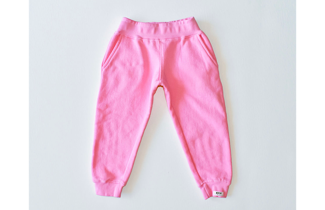 Kids hand dyed joggers in pink: matching loungewear sets