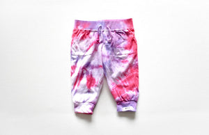 Tie dye baby clothing- tie dye joggers in pink and purple