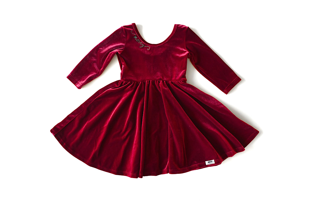 Holiday Twirly Dress in Burgundy Velvet 5y Holiday Twirly Dress in Burgundy Velvet 5y