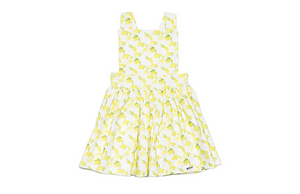 Girls pinafore dress in Lemons print