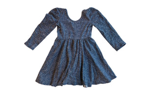 Twirly dress with shoulder detail in blue dots