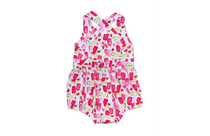Baby bubble romper in Popsicle print, back view