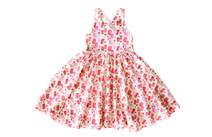 Cross back pinafore dress with a twirly skirt: summer popsicle fabric!