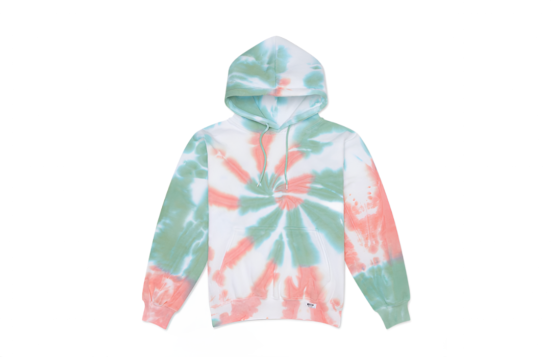 Adult tie dye hoodie in Coral Trails.  Unique tie dye clothing by worthy threads clothing brand