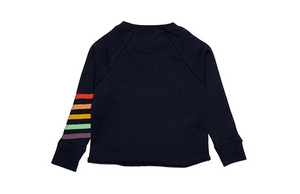 Kids navy crop sweatshirt with rainbow stripes