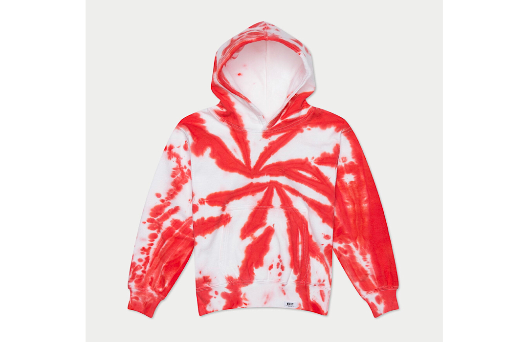 Red and white best sale tie dye sweatshirt