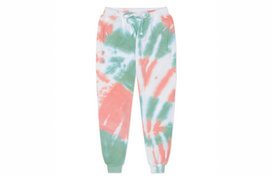 Adult tie dye joggers in Coral Trails.  Unique tie dye clothing by worthy threads clothing brand