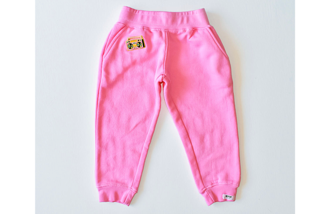 Kids hand dyed joggers in pink boombox: matching loungewear sets