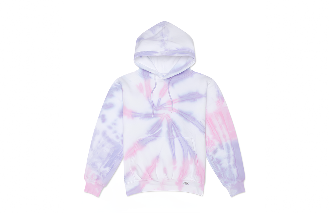 Adult tie dye hoodie in Spun Sugar.  Pink and Purple tie dye loungewear by worthy threads clothing brand