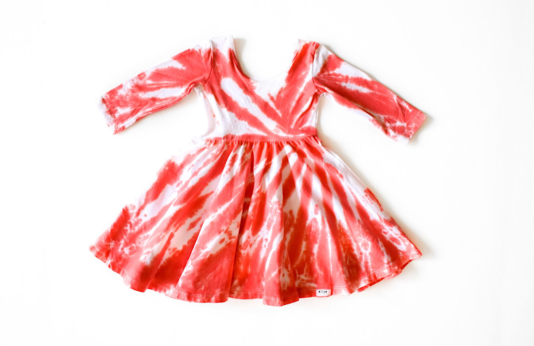 Christmas tie dye twirly dress in candy cane colors!