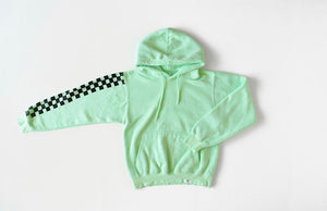 Adult hand dyed hoodie in green checkerboard: matching loungewear sets